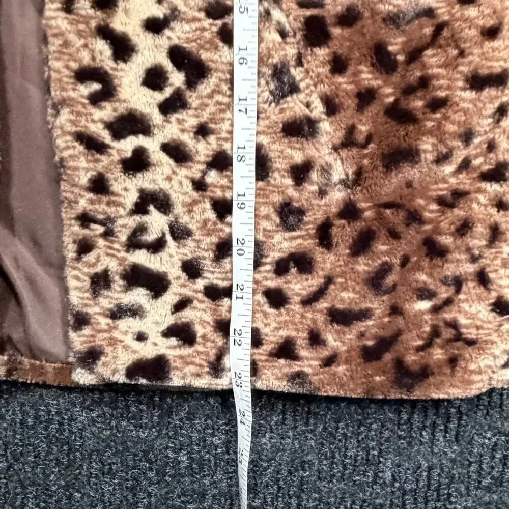 Cejon Faux Fur Leopard Print Vest Brown Black Medium Hook Eye‎ Cozy Whimsigoth